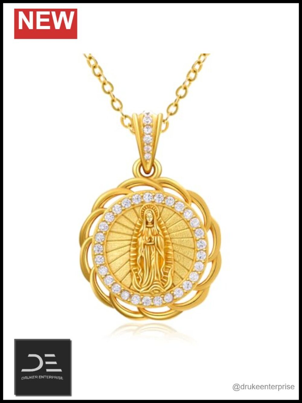 925 Sterling Silver Virgin Mary Pendant Necklace Faith Jewelry